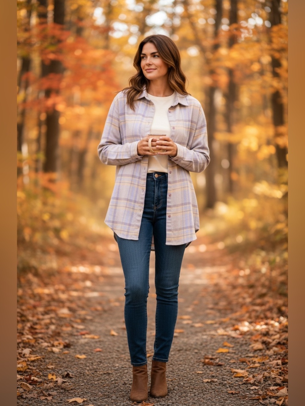 Mountain ridge Plaid Long-Sleeve Button-Up Shirt Jacket in Lavender Plaid